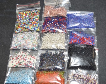 DESTASH Gray and Blue Seed Beads Choose Silver