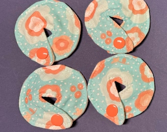 Tubie Pad set of 4 -  Peach and Aqua Floral