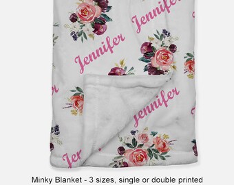 Personalized Minky Baby Blanket: Floral Nursery Decor