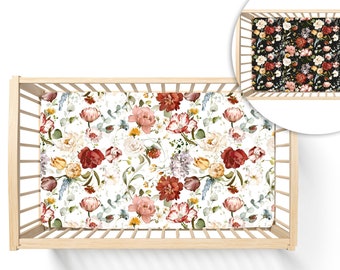 Personalized Pink Roses Baby Crib Sheet: Floral Nursery Decor
