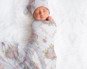 Boho Floral Personalized Baby Blanket, Soft Minky Fleece, Baby Shower Gift