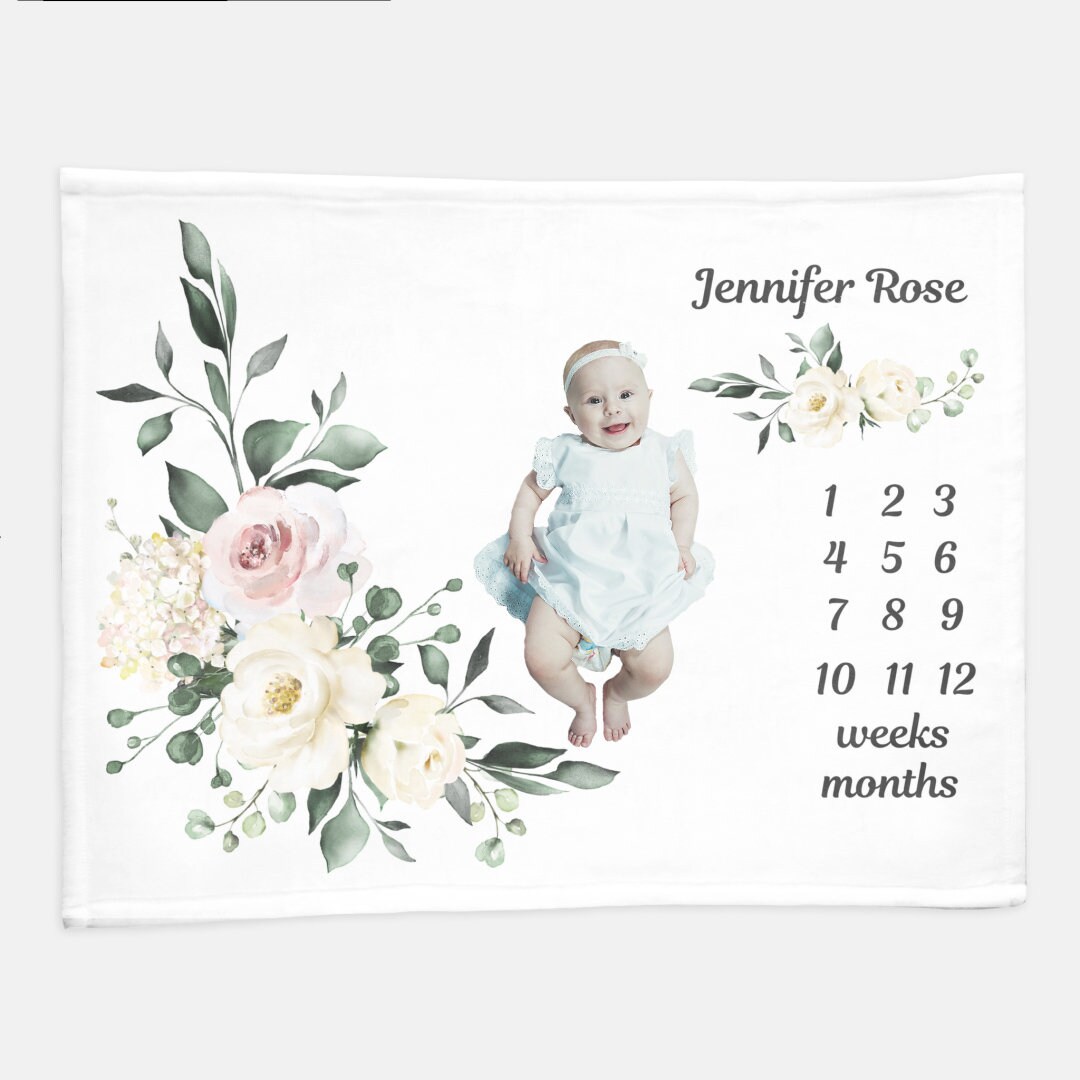 Personalized Baby Month Blanket Minky Blanket Track Baby Etsy