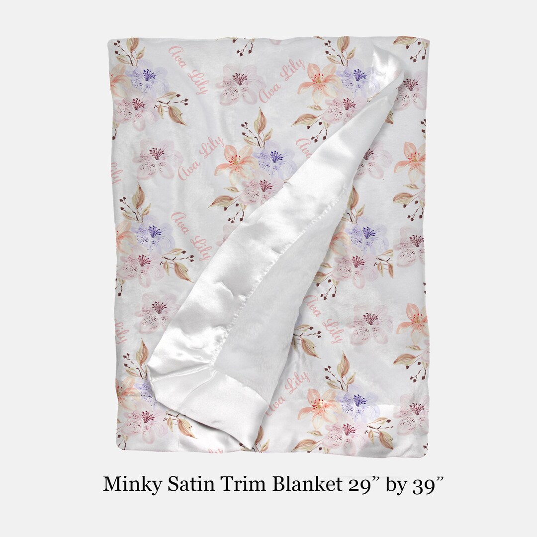 Personalized Baby Blanket Satin Trim Minky Blanket Name Etsy