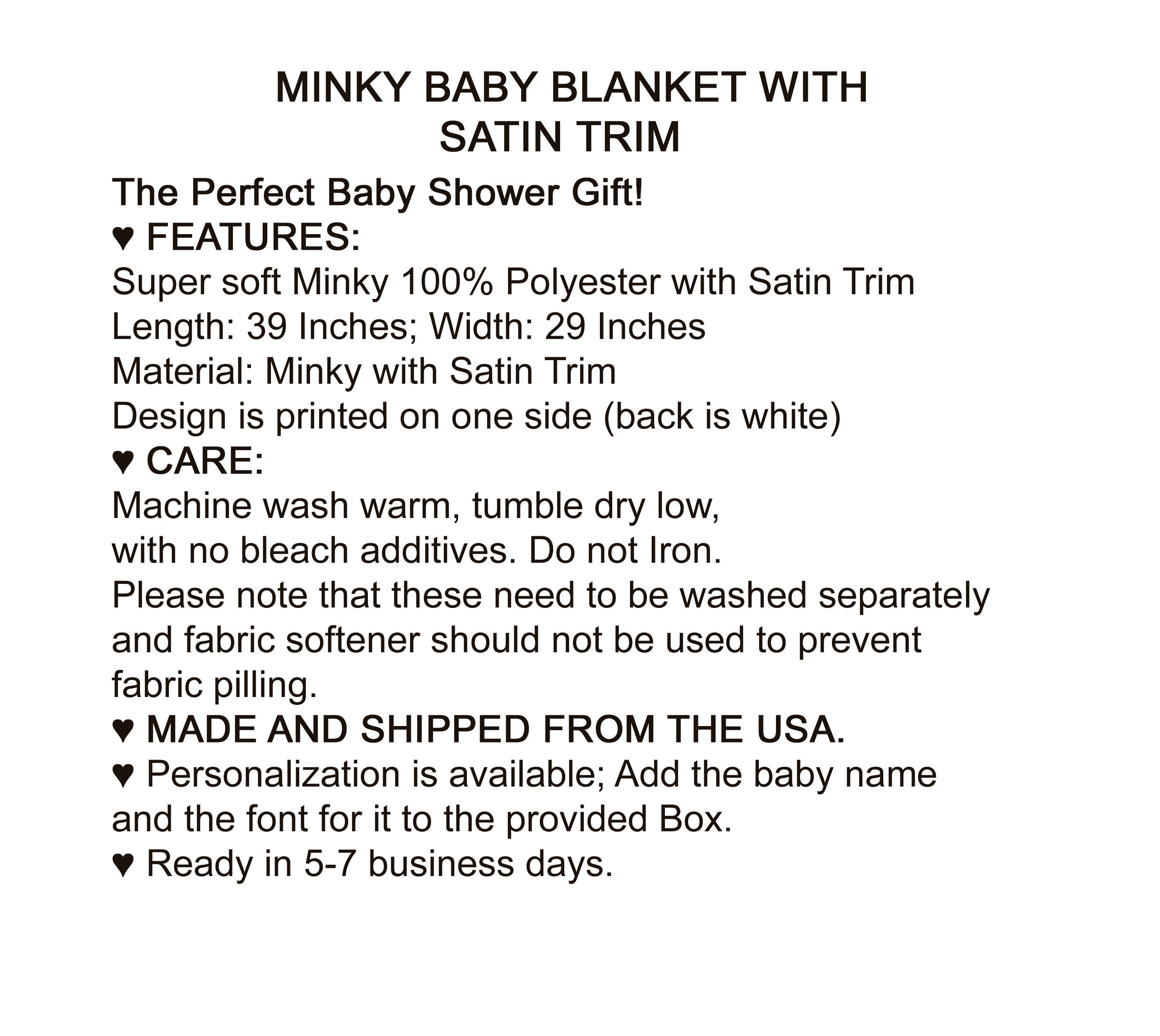 Personalized Baby Blanket Satin Trim Minky Blanket Name Etsy