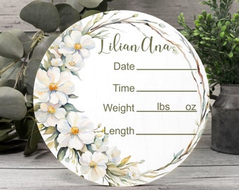 Spring Blooms Baby Hospital Wood Sign, Door Hanger, Nursery Name Sign, Birth Stat Sign, Hospital Door Sign, Baby Announcement Sign, Wall