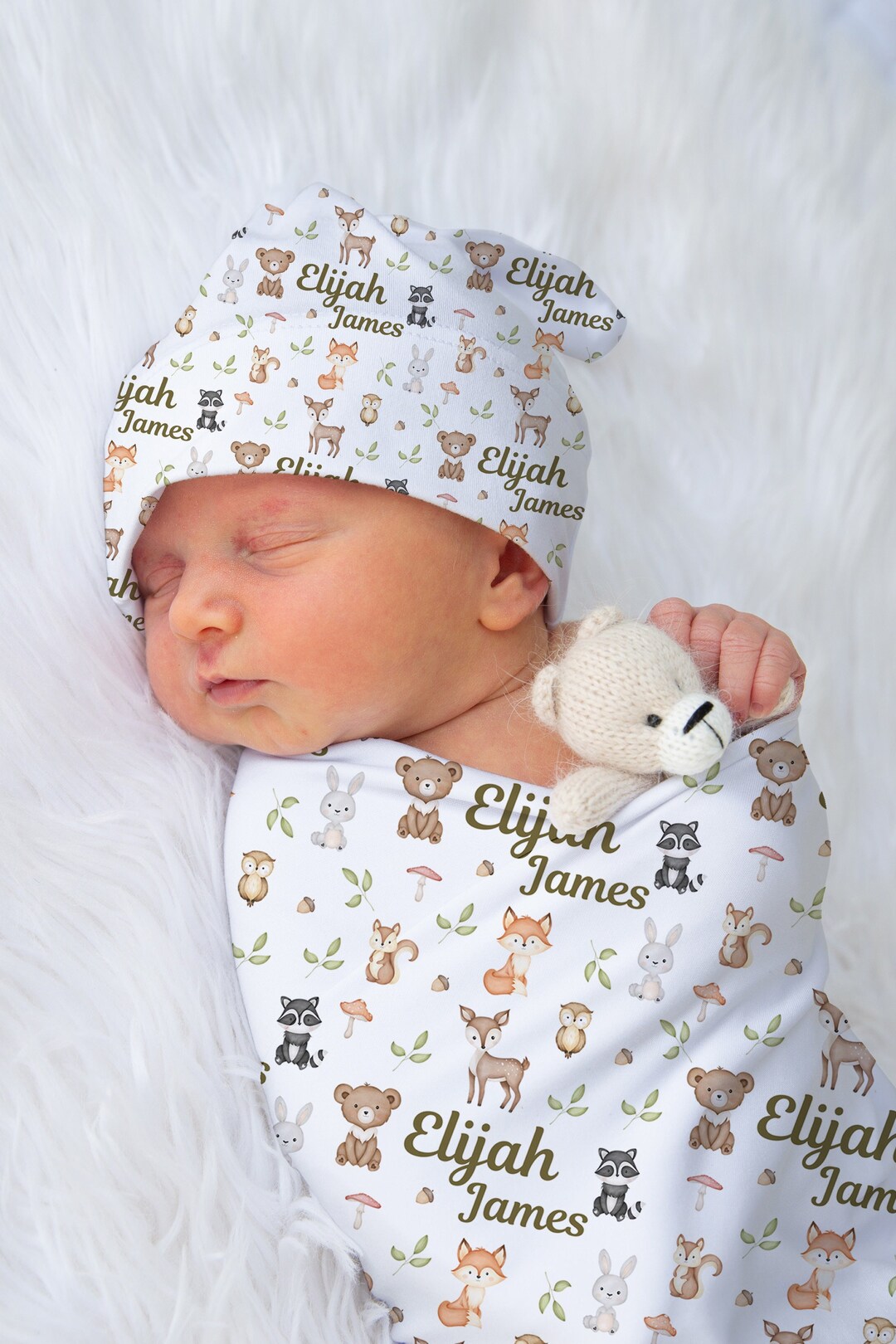 Woodland Animals Personalized Baby Crib Set Name Forest Etsy