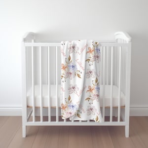 Lily Floral Personalized Baby Blanket: Minky, Fleece, or Sherpa