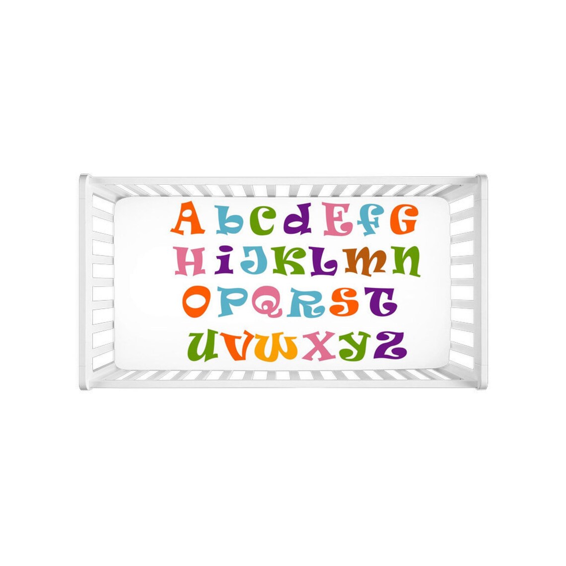 Personalized Baby Crib Sheet Name Colorful Alphabet Crib Etsy