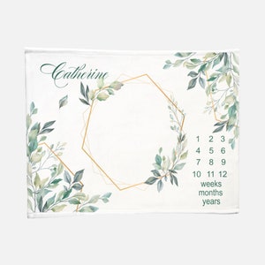 Personalized Baby Milestone Blanket: Floral Minky Growth Tracker