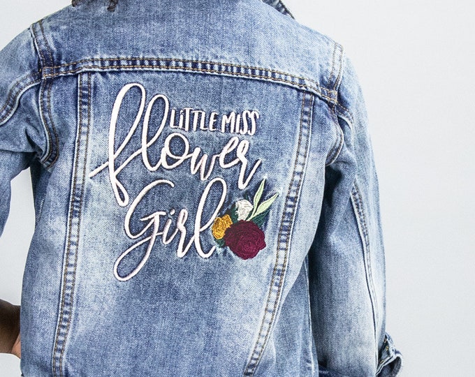 Flower Girl Denim Jacket Little Miss Flower Girl Jean Jacket Etsy