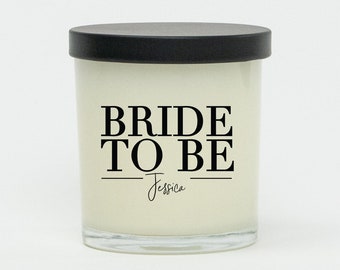Black Bride to Be Personalized Soy Candle - Glass Gold Lid Hand Poured Soy Candle Custom New Bride Proposal Gift for Bridal Party Gift Box