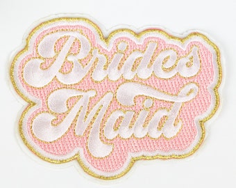 Bridal Party Embroidery Adhesive Patch Blush Gold White Script Bridal Party Gifts Proposal Gifts Flower Girl Bridesmaid New Bride G-AP02E