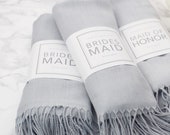 Light Gray Pashmina with Personalized Wrap - Bridal Party Thank You Gifts Custom Scarves Bridal Shower Favors Wedding Favors - A-WS01LG