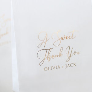 Set of 12+ Custom Clear Labels - Gold Silver Foil A Sweet Thank You, Wedding Favor for Candy Bar, Candy Buffet, Dessert Bar, Treat Bag