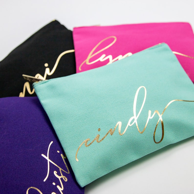 Makeup Bag Personalized Script Custom Name Cosmetic Bag Etsy