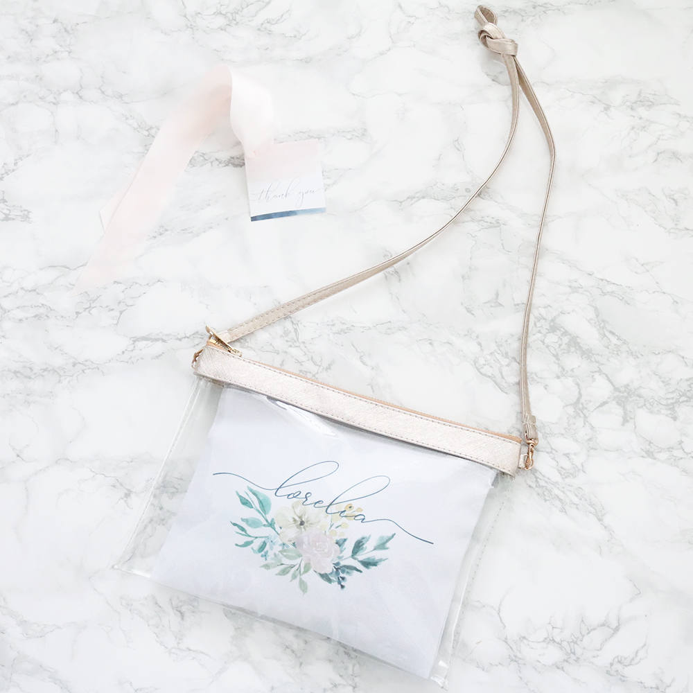 Clear Makeup Bag with Custom Monogram Patch Gold Chenille Etsy