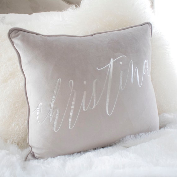 Throw Pillow Cover Silver Gray Velvet Winter Throw Pillow Cushion Cover