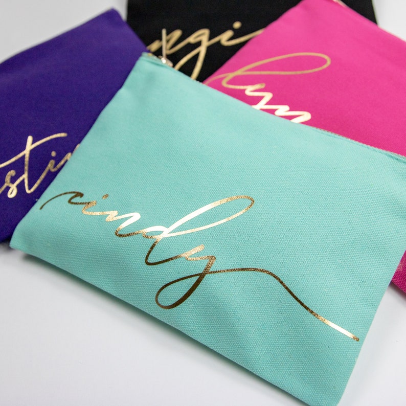 Makeup Bag Personalized Script Custom Name Cosmetic Bag Etsy