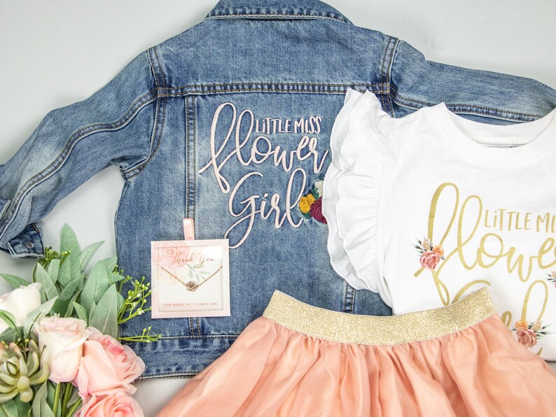 Flower Girl Denim Jacket Little Miss Flower Girl Jean Jacket Etsy