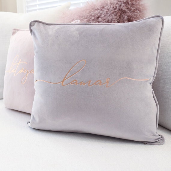 Personalized Velvet Throw Pillow Cover Pink velvet pillows | Etsy
