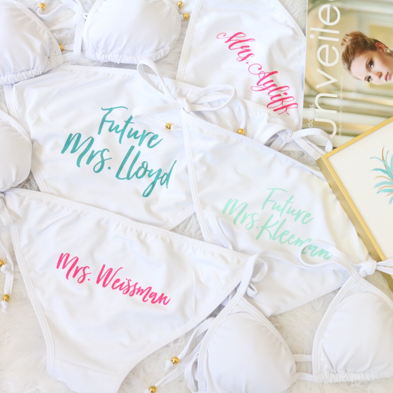 White 2pc Bikini Future Mrs. CUSTOM Name Honeymoon Bikini Etsy