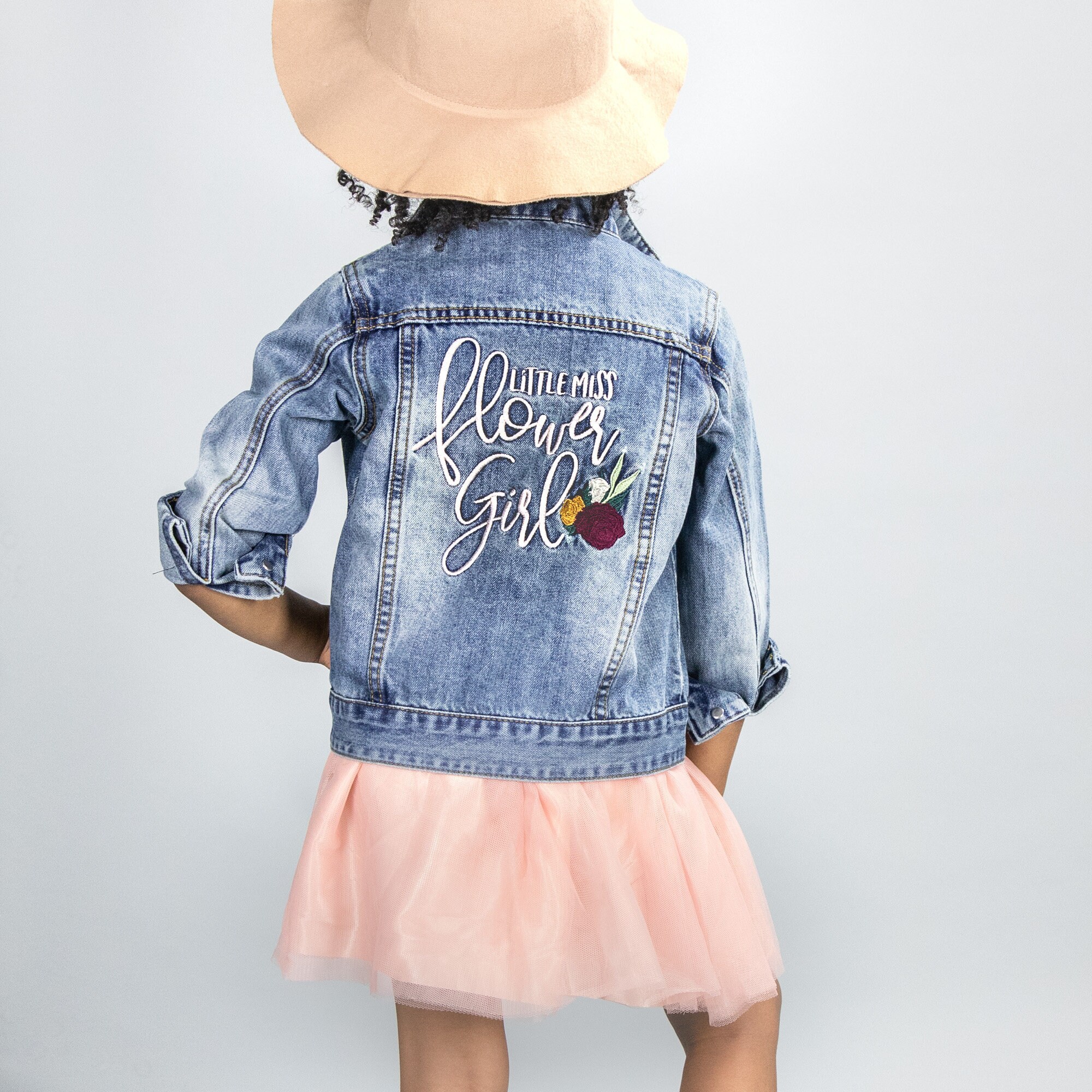 Flower Girl Denim Jacket Little Miss Flower Girl Jean Jacket Etsy