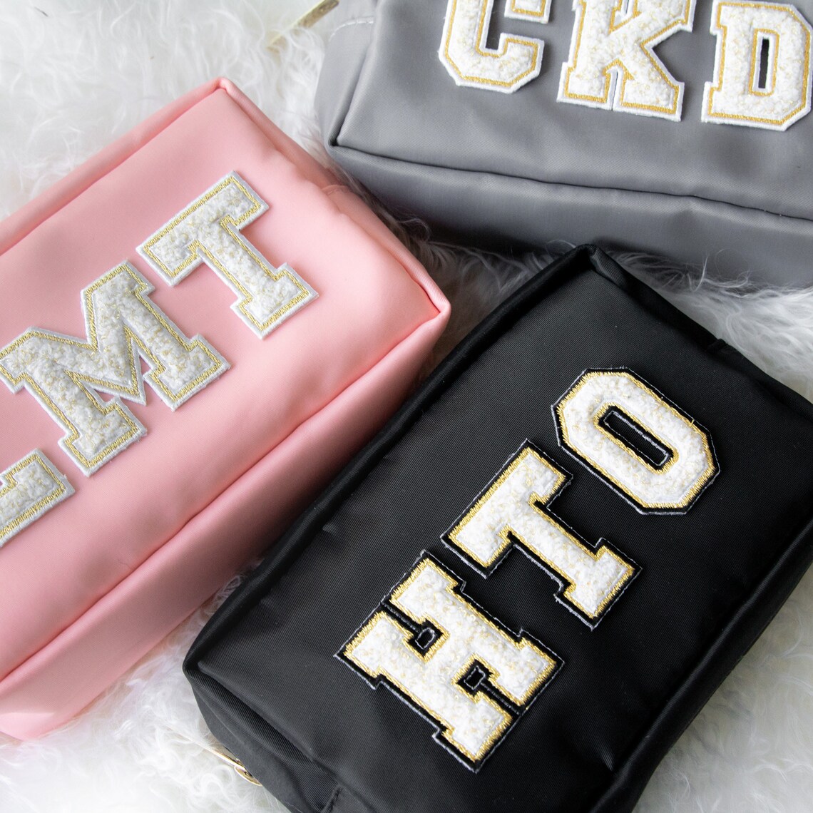 BAG ONLY Nylon Makeup Bag Black Pink Gray Make up Bag Best Etsy