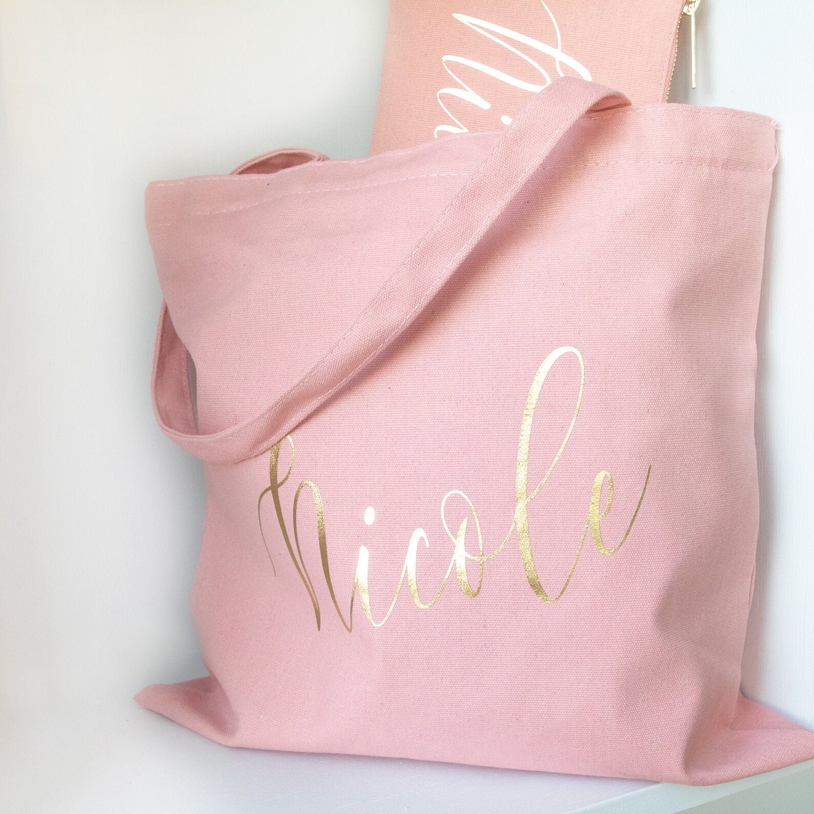 Custom Tote Bag With Name Blush Teal Natural Black Canvas Etsy