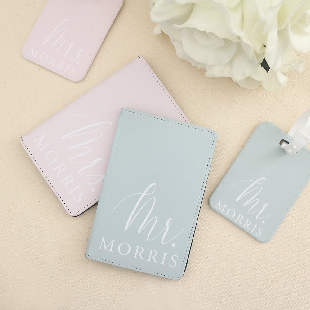 Personalized Passport and Luggage Tag Mr and Mrs Custom Name Etsy