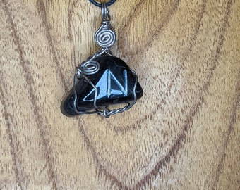 Sowelu Blue Tiger Eye Stone Rune Necklace