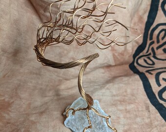 Windswept Copper Tree on Selenite