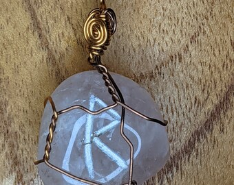 Raido Rose Quartz Stone Rune Necklace