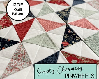 Simply Charming Pinwheels - Easy Charm Pack Quilt Pattern (PDF Download)
