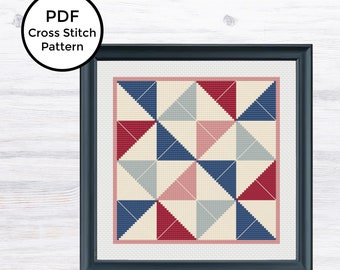 Pinwheel Quilt Counted Cross Stitch Pattern - Digital Download