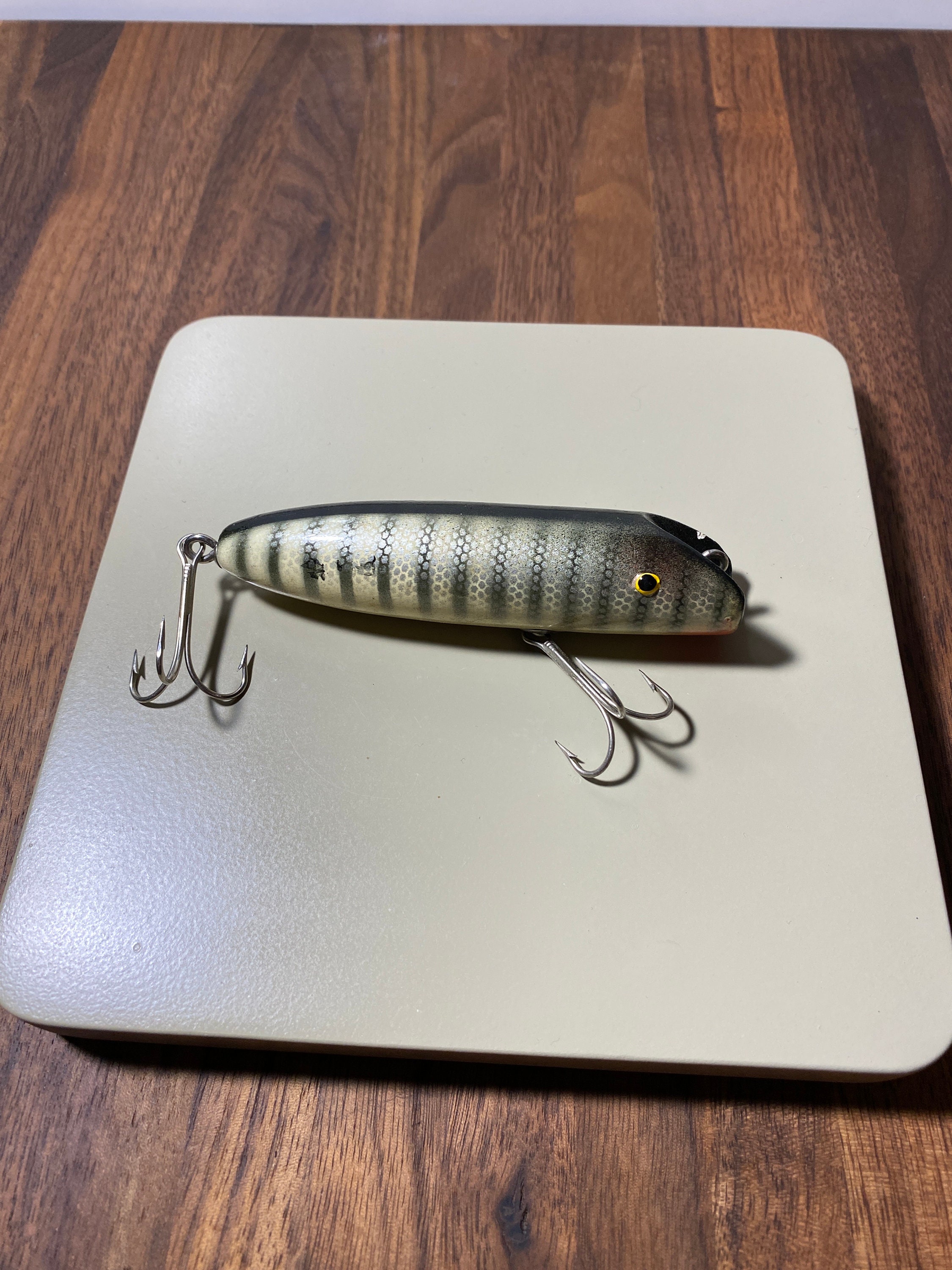 Vintage Speckled Striped Wooden Fishing Lure