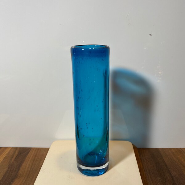 Tall Blue Glass Vase Etsy