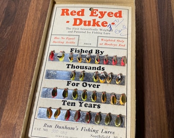 Vintage Red Eyed Duke Ice Fishing Lure Set