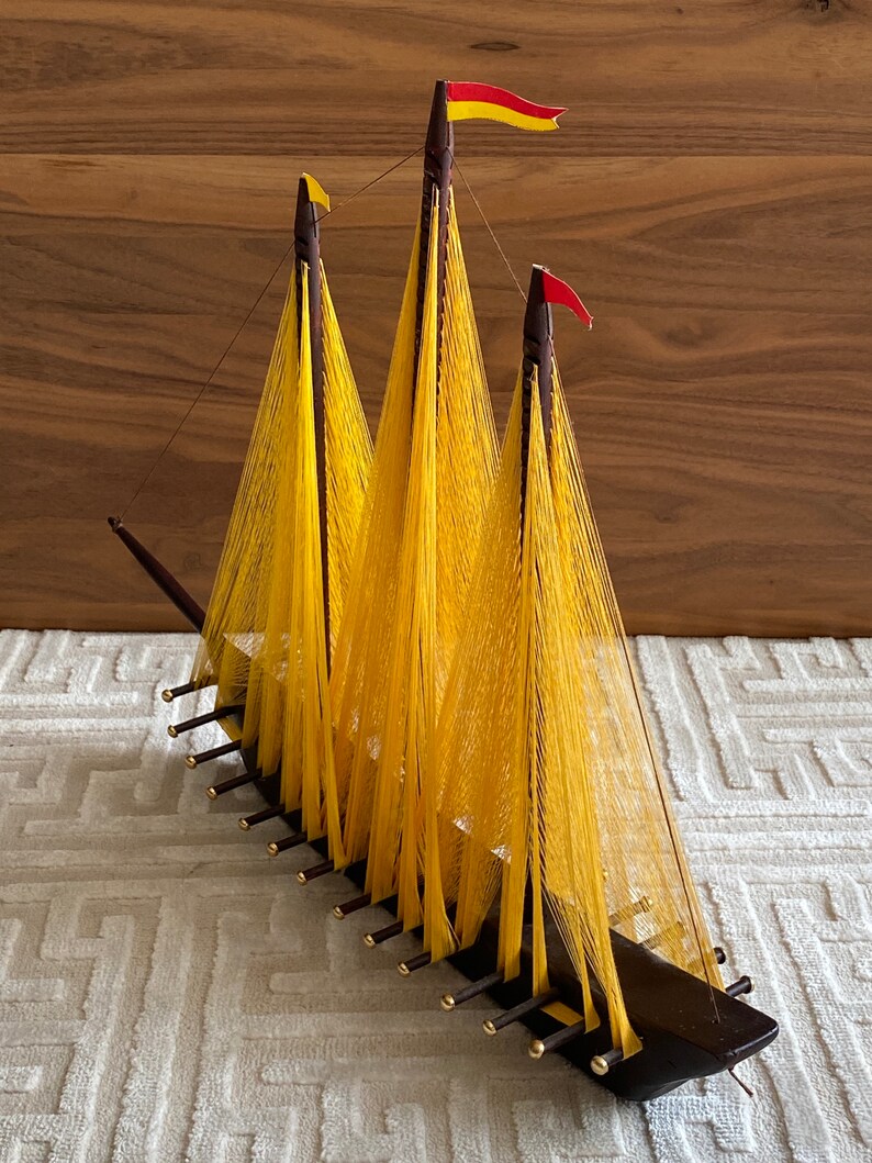 Vintage Brutalist Wood Ship String Sailing Schooner - Etsy