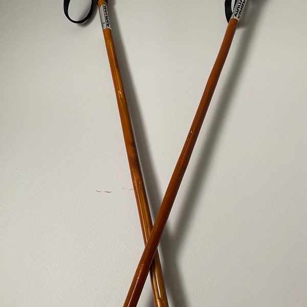 Vintage Bamboo Ski Pole Set Decor