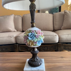 Vintage Italian Made Porcelain Floral Lamp