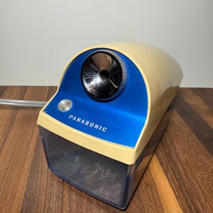 Panasonic KP-5 Electric Pencil Sharpener, Blue Cream Mid Century Desk, Tested Working