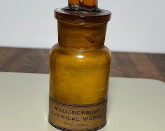 Vintage Medicine Glass Amber Bottle