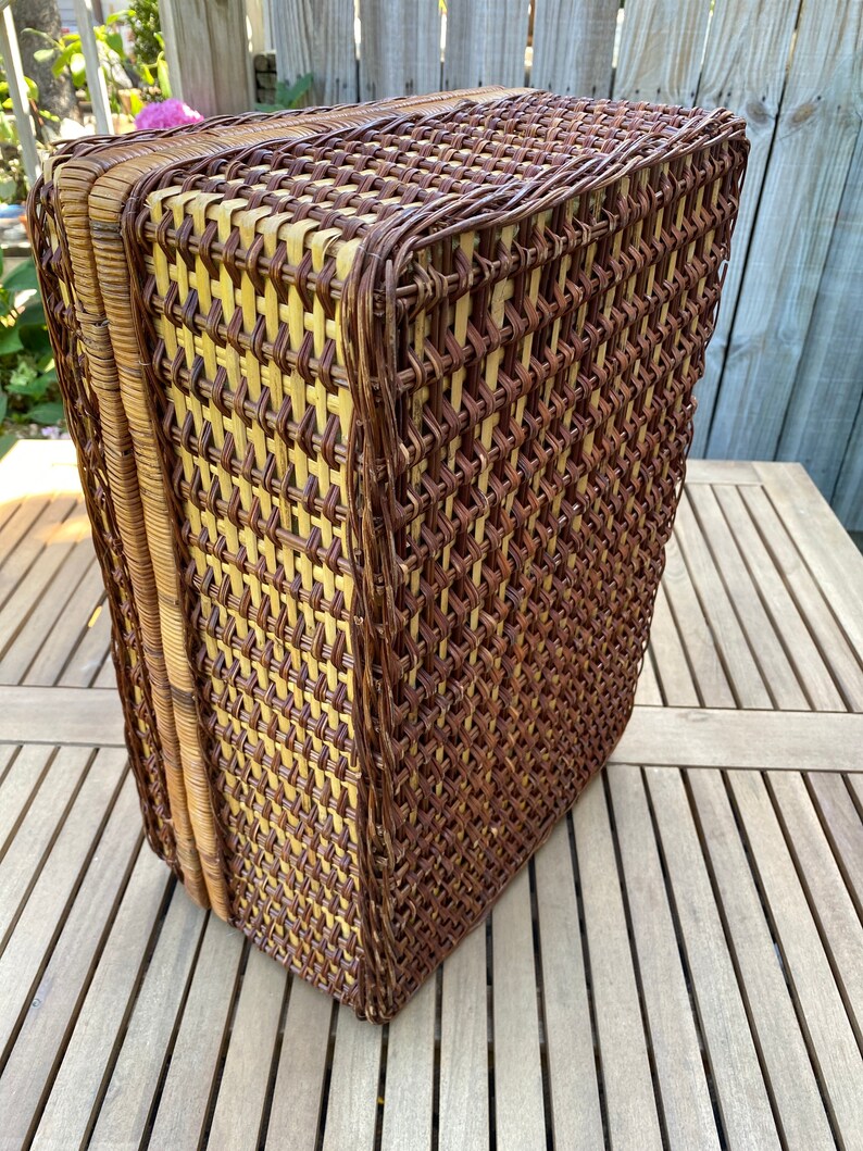 Vintage Wicker Picnic Basket W Wine Holder Etsy