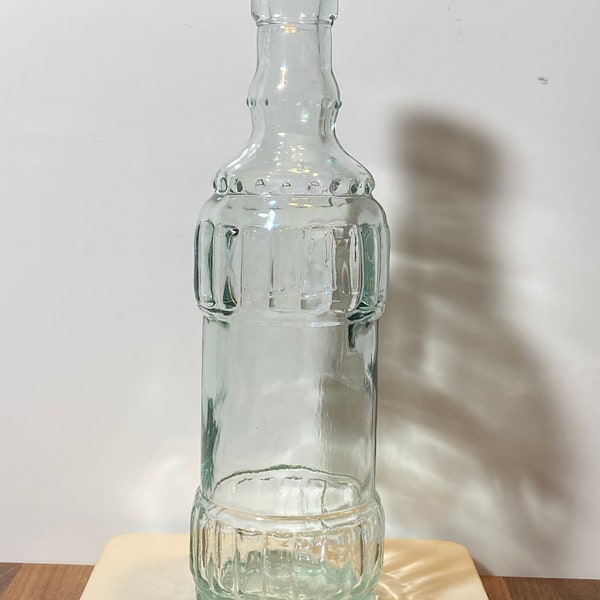 Vintage Blue Green Stubby Glass Bottle