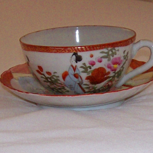 Antique Oriental Cup and Saucer Etsy