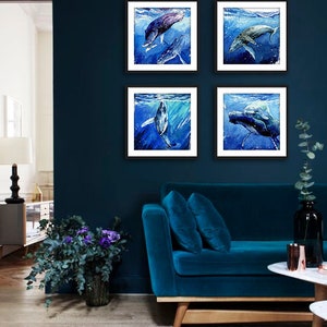 Katina and Unna / Orca Killer Whale Mother & Baby / Ocean Whales Art print, Coastal Watercolor Painting, Home Wall decor, Gift for her 8x8 画像 5