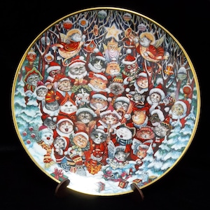 Santa Claws Franklin Mint collector plate, Bill Bell design, gold edge, numbered image 1