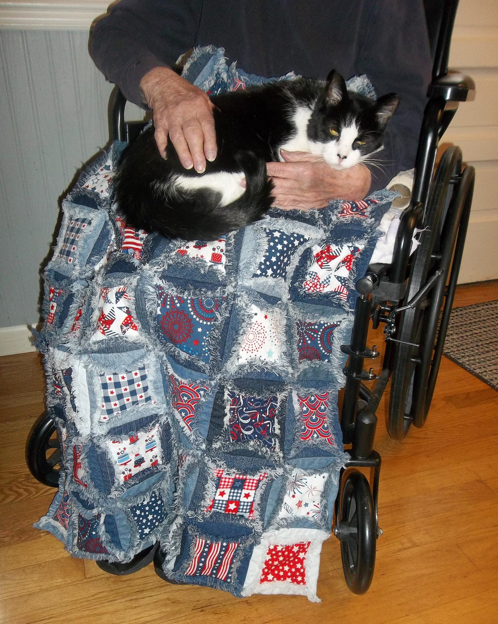 Wheelchair Lap Robe Patriotic Upcycled Denim Circle Quilt Etsy