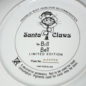 Santa Claws Franklin Mint collector plate, Bill Bell design, gold edge, numbered image 5