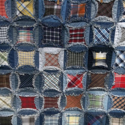 Cathedral Window Upcycled Jeans Denim Quilt Faux Chenille - Etsy